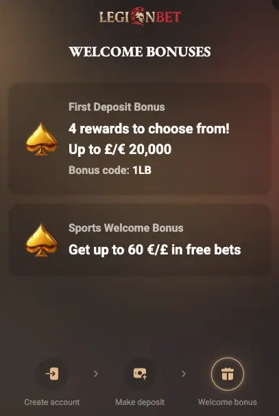 LegionBet registration and welcome bonus
