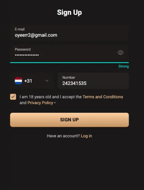 LegionBet registration process